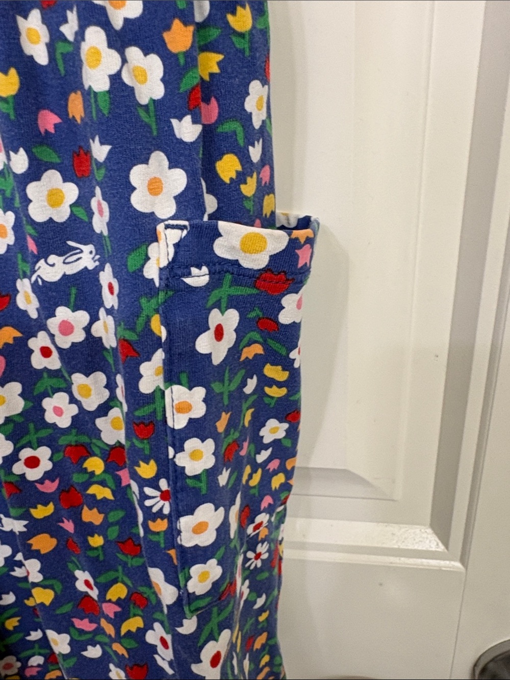Hanna Andersson Red & Blue Floral Mixed-Print Dress Stripes, flowers, bunnies - Picture 5 of 10